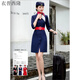 衣普西隆 東航空姐制服女秋冬連衣裙前臺售樓部美容師工作服時(shí)尚職業(yè)套裝女 9F8中袖藏藍色連衣裙 M