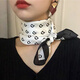 吻過 咖色絲巾小方巾女百搭春秋洋氣時尚薄款70小領巾夏季氣質復古圍巾職業(yè)小領巾女士方巾 2字母白色 70CM方巾