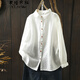 衣瑾帛社白襯衫女秋季文藝范甜美雙層棉紗襯衣女長(cháng)袖柔軟寬松打底上衣 翻領(lǐng)款 L