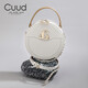 Cuud小眾白色包包女手提圓餅包單肩斜挎包女真皮小圓包新年情人節禮物 奶茶白【送禮品袋】