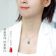 COISES925銀項(xiàng)鏈媽媽款綠玉髓吊墜鎖骨鏈復(fù)古銀鏈子生日禮物送老婆 銀項(xiàng)鏈送媽媽 生日禮物媽媽
