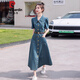 皮爾卡丹連衣裙女2025夏裝新款復(fù)古翻領(lǐng)收腰薄牛仔連衣裙長(zhǎng)裙 圖片色 M 155