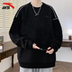 安踏（ANTA）衛衣男衣服運動(dòng)服飾男士圓領(lǐng)籃球春冬季logo健身裝寬松長(cháng)袖跑步服 基礎黑 XL