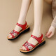 夜雨（NightRain）媽媽鞋涼鞋真皮軟底防滑中老年鞋女士奶奶大碼中老年女鞋夏季新款 紅色7831愛(ài)心女涼鞋 41 (255mm) 軟底防滑