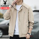 花花公子（PLAYBOY）外套男裝春季2025新款男士干部夾克男服飾立領(lǐng)寬松風(fēng)上衣防 卡其常規(guī)款 L