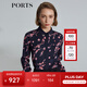 PORTS寶姿 商場(chǎng)同款新品女裝經(jīng)典撞色印花襯衫SL8B032KPS058 丈青 S (4)