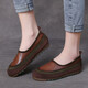 TLOUU 時(shí)尚女鞋頭層牛皮休閑鞋手工軟底單鞋女一腳蹬懶人鞋平底樂(lè )福鞋 棕色 35