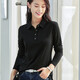 谷卓詩(shī)翻領(lǐng)紐扣長(cháng)袖T恤女Polo衫2026秋季新款正肩修身顯瘦帶有領(lǐng)打底衫 黑色 2XL 115-125斤