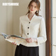 ROEYSHOUSE羅衣法式通勤小香風(fēng)短外套女秋冬新款粗花呢修身小西服09672 米白色 XL