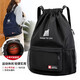 QUEEN TRIP尼龍輕便雙肩抽繩包束口袋大容量運動(dòng)訓練健身包旅行包學(xué)生背包 黑色 大號（34*47）