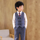 溫格奧 新款兒童西裝套裝男童禮服小孩西服小主持人服裝男孩鋼琴表演服演出服正裝王子服六一兒童節演講服 馬甲四件套（馬甲+襯衫+褲子+領(lǐng)帶） 130cm建議體重43-50斤
