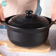 UMIZILI大容量耐高溫干燒不裂砂鍋家用商用燉鍋煤氣灶專(zhuān)用湯煲陶瓷沙石鍋 【燒裂換新】有蓋黑淺鍋 3200ml