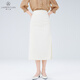 佳人苑半身裙女2024年秋季新款直筒后腰隱形拉鏈側邊捏褶設計側開(kāi)叉設計 氣流白 L