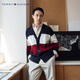 TOMMY HILFIGER【拼色開(kāi)衫】秋冬季男女商務(wù)休閑學(xué)院慵懶風(fēng)V領(lǐng)寬松針織外套毛衣 【拼色開(kāi)衫】-藏青紅白拼色FAP L （推薦：150-165斤）