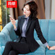 簡(jiǎn)蜓職業(yè)裝女裝套裝春秋款工裝工作服長(cháng)袖商務(wù)正裝小西裝女大學(xué)生面試 黑色外套+褲子 M