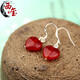 西璽 紅瑪瑙愛(ài)心耳環(huán)925銀耳墜桃心復古百搭心形玉石耳飾
