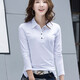 筱嵐 春秋polo領(lǐng)長(cháng)袖T恤女2025新款韓版修身顯瘦翻領(lǐng)polo衫設計感上衣 白色 L -100-110斤
