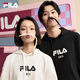 FILA 斐樂官方情侶款連帽衛(wèi)衣秋季新款純棉寬松針織長袖上衣加絨 蒸汽白-IV XL