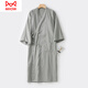 貓人（MiiOW）純棉睡袍長(cháng)袍家居服連體睡衣浴袍古風(fēng)大碼禪服寬松中國風(fēng)漢服薄款 灰 L（140-160斤）