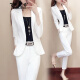 妍莉芬洋气春装新款女韩版白色小西装套装时尚气质夏季英伦风两件套 白色外套+裤子【送腰带】 S