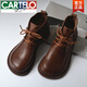 卡帝樂鱷魚（CARTELO）2025新款皮復(fù)古文藝大頭鞋森女風(fēng)日系蘿莉丑萌女短靴子輕便 淺棕色 38