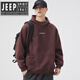 JEEP SPIRIT吉普精神暗紅色連帽衛(wèi)衣男秋季痞帥套頭春秋重磅上衣男士外套 Q2836暗紅色 2XL 【160-180斤】