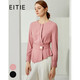愛(ài)特愛(ài)（EITIE）秋季新款商場(chǎng)同款圓領(lǐng)收口長(cháng)袖氣質(zhì)腰帶款顯瘦襯衫上衣女6413103 珊紅65 L 165