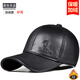 啄木鳥(niǎo)秋冬季中老年休閑真皮棒球帽男士戶(hù)外羊皮鴨舌帽后中年爸爸帽 黑色羊皮加絨（護耳款） XXL(60-62cm )可調節大小