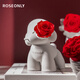 ROSEONLY 諾誓永生花玫瑰公仔甜心兔告白熊嘻嘻貓獨(dú)角獸送女友生日七夕節(jié)禮物 守愛狗-小號-紅色