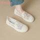 金利來(lái)（Goldlion）女鞋漁夫鞋春夏季蕾絲懶人單鞋舒適軟底樂(lè )福鞋G601420290米白38