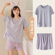 米度麗月子服夏季薄款產(chǎn)后孕婦哺乳睡衣女產(chǎn)婦喂奶出院家居服夏裝 紫色 L（建議體重100-140斤左右）