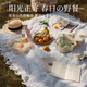 闋幸露營(yíng)野餐墊子床墊桌布戶外沙發(fā)毯沙灘春游地墊民族風(fēng)海邊拍照法式 露營(yíng)毯【白色T格-130*180cm 】