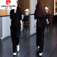皮爾卡丹（pierre cardin）西裝套裝女士減齡2025春季新款寬松小眾西服外套顯瘦闊腿褲兩件套 黑色 XL 【建議120-130斤】