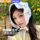 明月歸頭巾三角巾女田園風(fēng)包頭法式復(fù)古針織頭飾鏤空夏季出游防曬QC 白色-鏤空腰果花