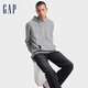 Gap男女裝字母logo印花連帽抓絨長袖口袋衛(wèi)衣上衣609135 灰色 L (175/96A) 亞洲尺碼