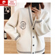 皮爾卡丹（pierre cardin）韓版小個(gè)子棒球服毛呢外套女短款2024秋冬新款寬松字母針織開(kāi)衫 白色 均碼