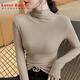 LOVER RUCCI法國半高領(lǐng)莫代爾打底衫女2026春秋新款內搭長(cháng)袖T恤螺紋修身上衣 卡其色 3XL