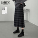 絲柏舍格子半身裙2025秋裝新款女裝高腰顯瘦開(kāi)叉中長(cháng)裙