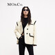 MO&Co.羊毛混紡撞邊寬肩廓形毛呢大衣中長(cháng)款小香風(fēng)外套女夾克大衣 米白色-第2批 S 160