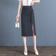 唐謎（TANGMI）設計感時(shí)尚開(kāi)叉毛呢半身裙女冬季2025新款高腰顯瘦氣質(zhì)修身包臀裙 灰色【西裝料】 L (28) (推薦105-115斤)