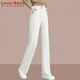 LOVER RUCCI法國窄版闊腿褲女春秋2026新款高腰寬松垂感女士休閑直筒褲子秋季 杏色 L (建議100斤-115斤)
