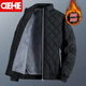 OEHE加絨棉服男士秋冬季加棉加厚夾克男裝立領(lǐng)中年棉衣棉襖男保暖外套 黑色【御寒保暖】 3XL 【150-165斤】