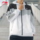 李寧（LI-NING） 風(fēng)衣男春秋季長(zhǎng)袖運(yùn)動(dòng)服防風(fēng)夾克時(shí)尚復(fù)古寬松梭織連帽開衫外套 黑色/標(biāo)準(zhǔn)白/杏色 XL/180 (150-165斤)