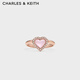 CHARLES&KEITH瑰影之心亮鉆愛(ài)心閉口戒指生日禮物CK5-33220027 Rose Gold玫瑰金色 M