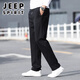 吉普（JEEP）純棉運(yùn)動(dòng)男褲春秋季直筒寬松男士休閑褲男褲寬松大碼冬加絨褲子男 【春秋款】黑色 XL 【建議142-152斤】