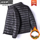 JEEP SPIRIT2023新款輕薄羽絨服男短款冬季羽絨內(nèi)膽大碼秋冬外套男裝 YR50182黑色立領(lǐng) L