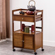 美容小推車(chē)置物架美容院專(zhuān)用工具車(chē)竹制實(shí)木三層美發(fā)美甲店儲物柜 52帶門(mén)帶抽茶色推車(chē)