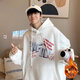 尡韻 衛衣男秋季新款港風(fēng)惡魔笑連帽寬松情侶落肩休閑上衣服男 白色  加絨 XL