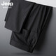 JEEP SPIRIT冰絲男夏天速干褲夏季薄款彈性梭織直筒透氣休閑褲長(cháng)褲 黑色 XL