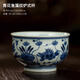 三勤堂景德鎮(zhèn)陶瓷手工手繪青花品茗杯三才蓋碗套組功夫茶杯茶具主人杯 青花魚藻紋爐式杯 130ml 1只